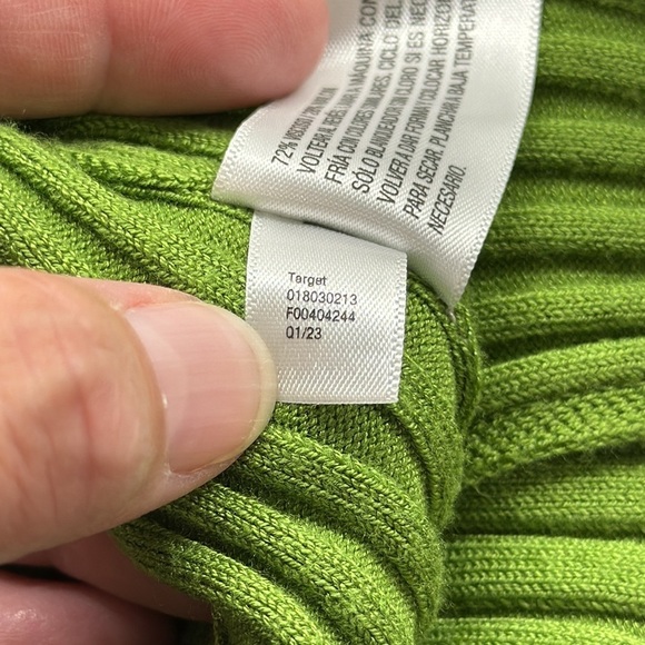 A New Day NWT Green V-Neck Long Sleeve Ribbed Stretchy Sweater Midi Dress - Picture 13 of 13